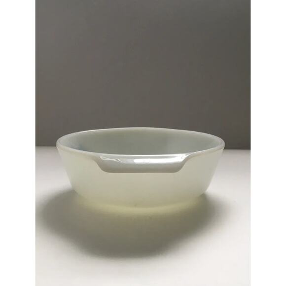 Vintage Anchor Hocking Milk Glass Blue Cornflower Print Serving Dish White - Picture 4 of 7